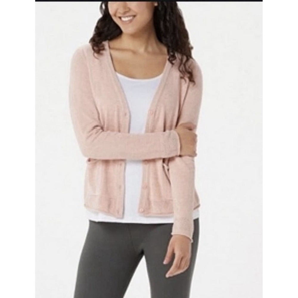 Barefoot Dreams Peach CozyChic Ultra Lite Pointelle Cardi Cardigan Sweater XL